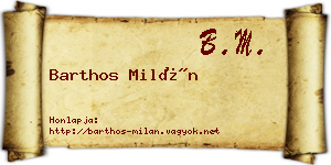 Barthos Milán névjegykártya