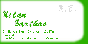 milan barthos business card
